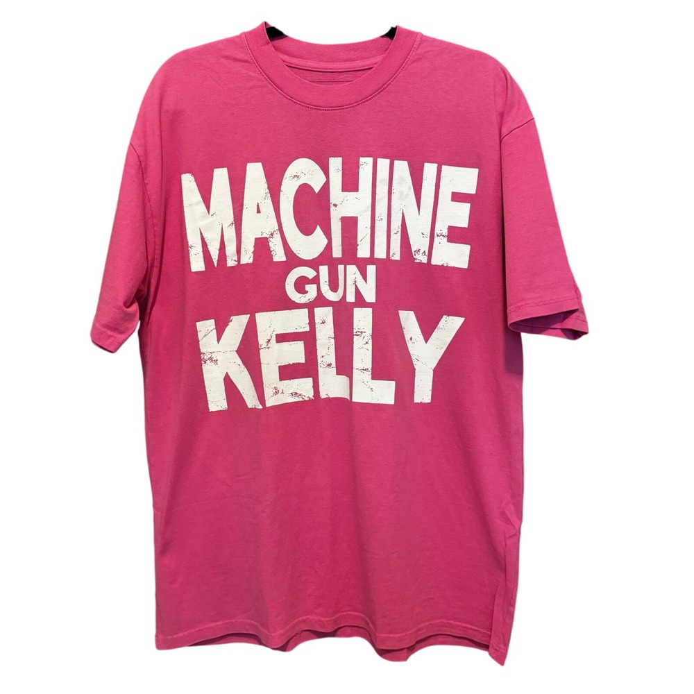 Machine Gun‎ Kelly Graphic T-Shirt Mens Large Pink Good Distressed Text Print